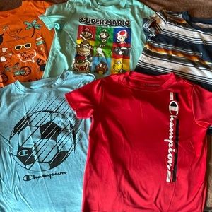 Boys 5/ 5T tshirt bundle with Super Mario, soccer, Champion